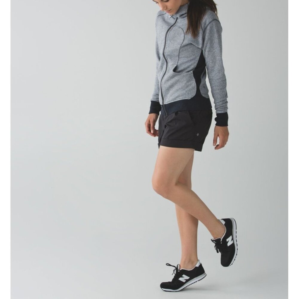 Lululemon On The Daily Hoodie Full Zip Black Gray Women's Sz 4